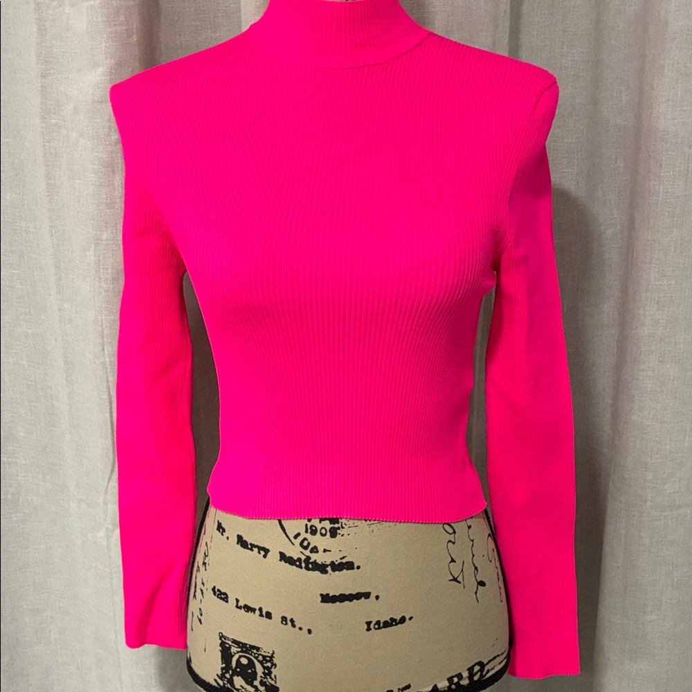Zara Neon Pink Ribbed Crop Top